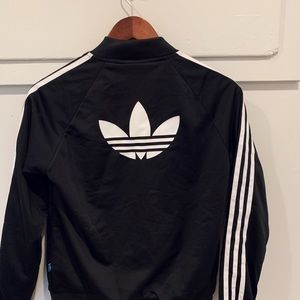 Adidas 3 Stripe Black and white zip up jacket